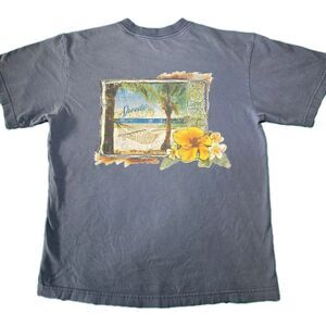 Speedo Beach Graphic T-Shirt Mens Large Blue Palm Tree Hammock Surf Tee